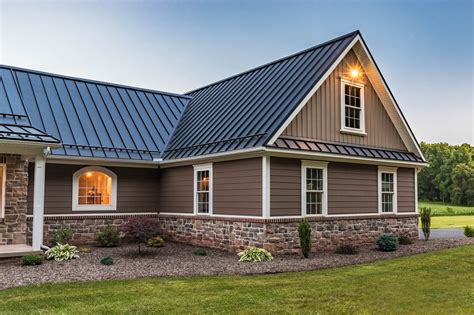 metal roof on brick house pictures|homes with brown metal roofs.